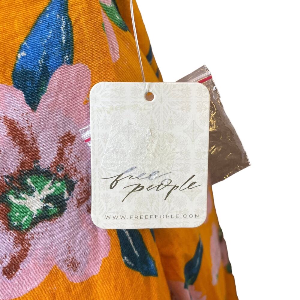 NWT Free People Finer Things Maxi Dress in Sunshine Combo Orange Floral Size L - Picture 12 of 16